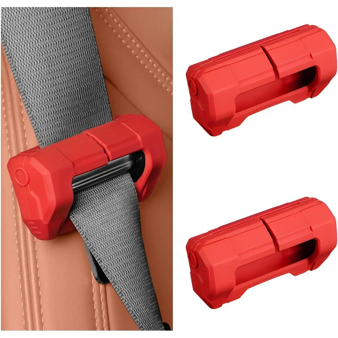 2 count  Seat Belt Buckle Covers, Anti-Scratch  Safety Belt Clip Buckle Protector,  Interior Seatbelt Buckle Guard Protective Sleeve for    (Red)