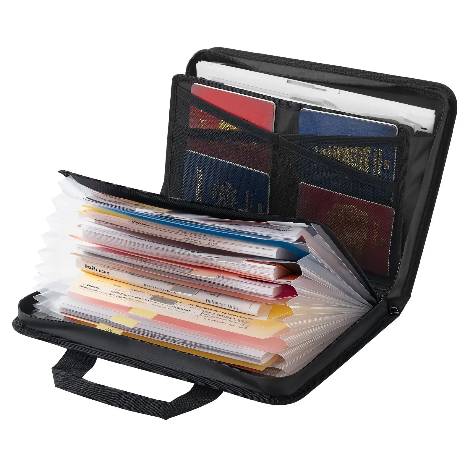 VEVOR YHX-005 Fireproof Document Bag, 1832℉ Heat-Insulated, Fireproof, Water-Resistant Zipper Bag, Portable Multi-Layer File Organizer with 12 Transparent Accordion-Style Pages, for Home Office Use