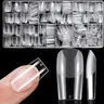 600 Pieces/Case Medium Length Square Gel X Nail Tip Semi Frosted Fake Nail Clear Fake Nail Tip Full Coverage Soft Gel Artificial Nail Gel Nail Tips Diy Nail Look
