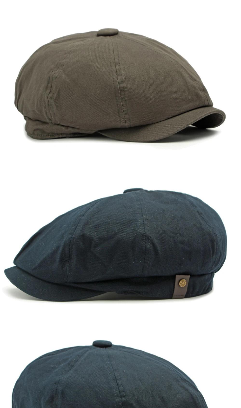 HT4779 Beret Cap New Spring Summer Men Women Cctagonal Cap Vintage Artist Painter Beret Hat Solid Plain Ivy Flat Cap Mens Berets