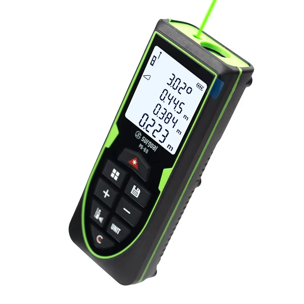 120m Green Laser Rangefinder with Digital Level Rechargeable Laser Distance Meter Tape