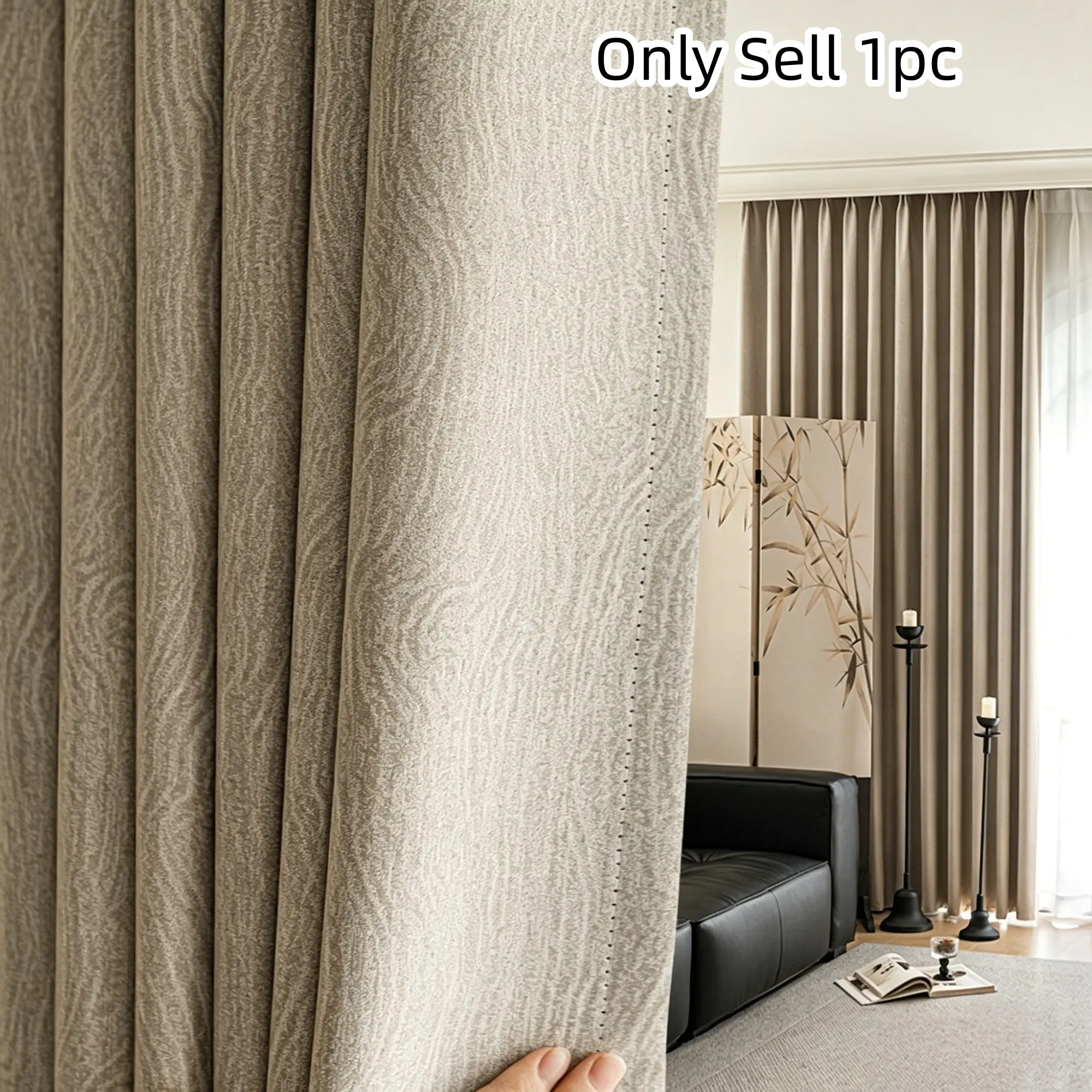 1pc Japanese Style Bedroom Drapes, Japanese Influence, Soft Light Filtering, Textured Fabric, Minimalist Design, Creates Cozy Atmosphere, Ideal for Home Decor, Curtains
