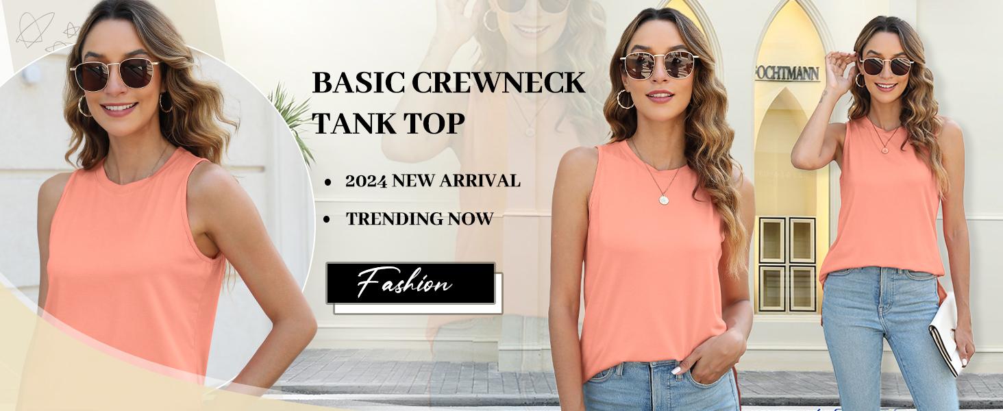 WIHOLL Womens Tank Tops Crewneck Loose Fit Basic Casual Summer Side Split Sleeveless Shirts WIHOLL Womens Tank Tops Crewneck Loose Fit Basic Casual Summer Side Split Sleeveless Shirts