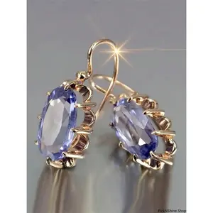 Elegant Purple Cubic Zirconia Dangle Earrings for Women, Gold-Tone Waterdrop Drop Earrings, Fashion Jewelry for Wedding, Party, Anniversary & Gift