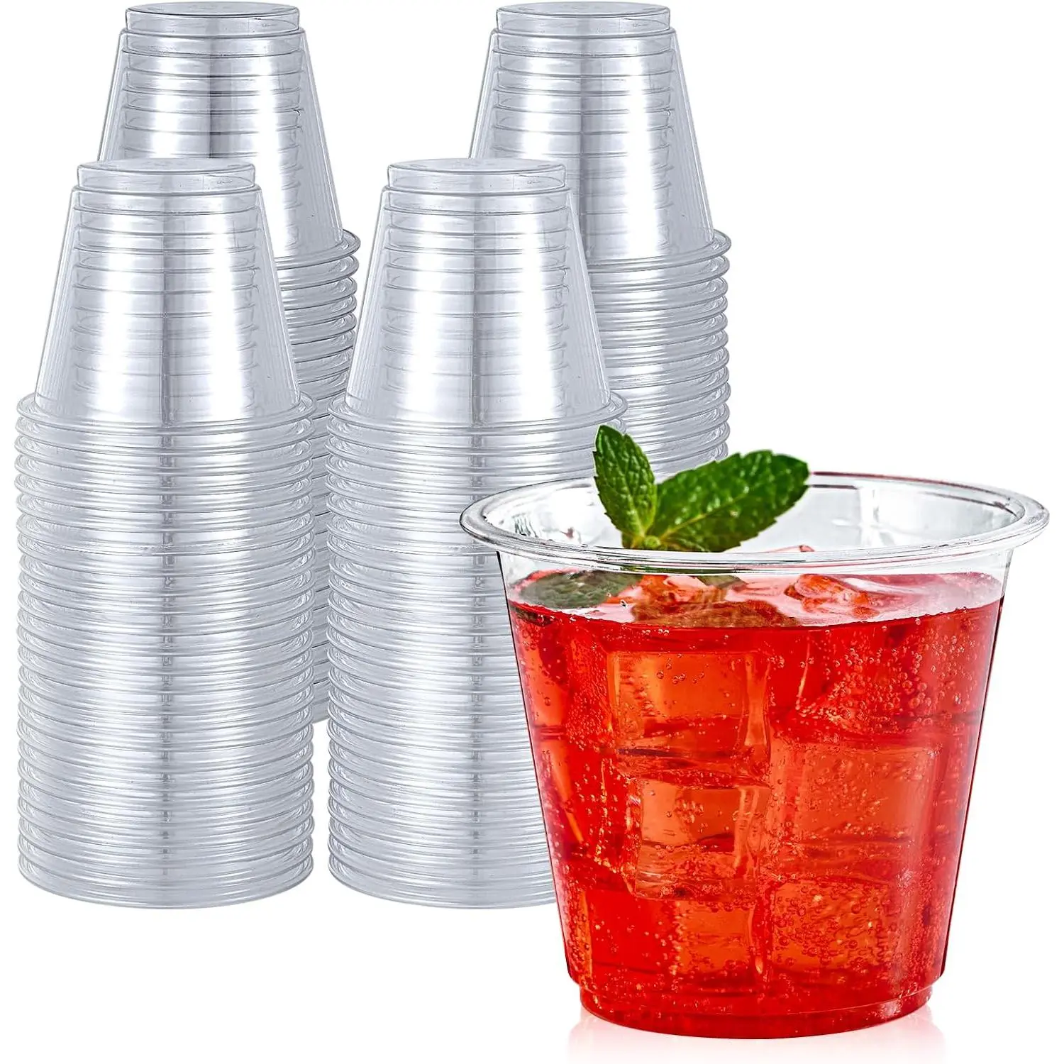 50 Pack 9 oz Clear Plastic Cups, Drinking Cups Disposable, Punch Plastic Party Cup for , Juice, Iced Coffee and Cold Beverage