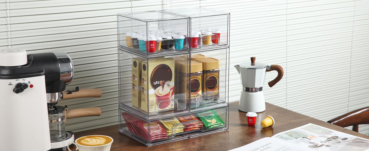 Stackable Storage Drawers Set of 5, Clear Plastic Organizer Bins for Bottle, Beauty Supplies Storage, Ideal for Kichen Countertop, Vanity, Bathroom, Cabinet, Pantry Organization Stackable Storage Drawers Set of 5, Clear Plastic Organizer Bins for Bottle, Beauty Supplies Storage, Ideal for Kichen Countertop, Vanity, Bathroom, Cabinet, Pantry Organization