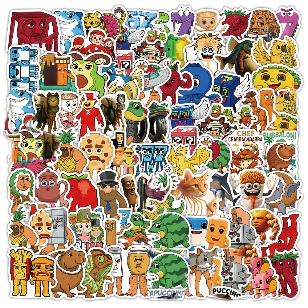 Funny Creative Abstract Stickers, 5 Packs X 100pcs Each, Total 500pcs Weird Brainstorming Stickers, Humorous Design Decals