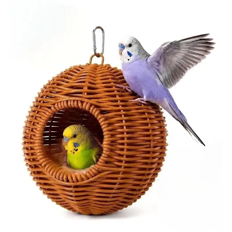 Parakeet Nest, Chewproof Steel Frame Bird Nest for Cage, Washable Small Bird House Hanging Hammock Hideout for Budgies, Cockatiels & Lovebirds, Nido para Pajaritos