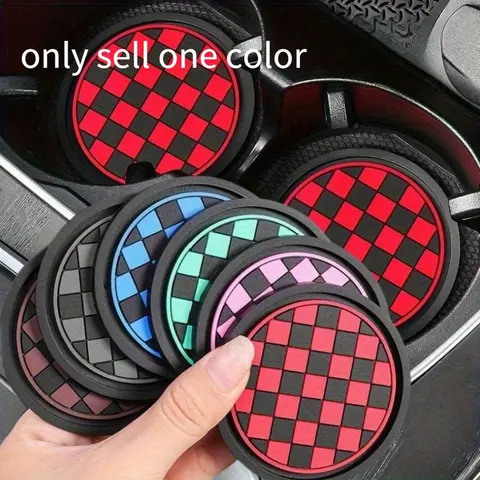 Car cup holder pad with grid pattern, anti-slip and dust-proof inner lining, automotive interior accessories and cup holder pad, Car Accessory