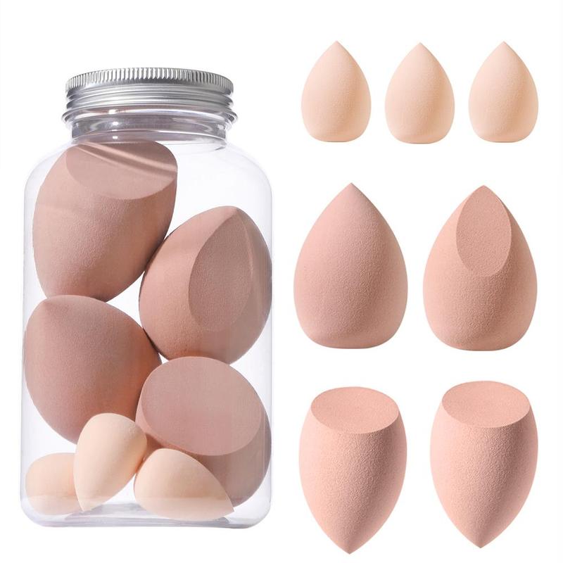 Makeup Sponge with Storage Bottle, 1 Set 2 Sizes Beauty Blenders for Liquid Foundation, Loose Powder, Concealer, Facial Detailing