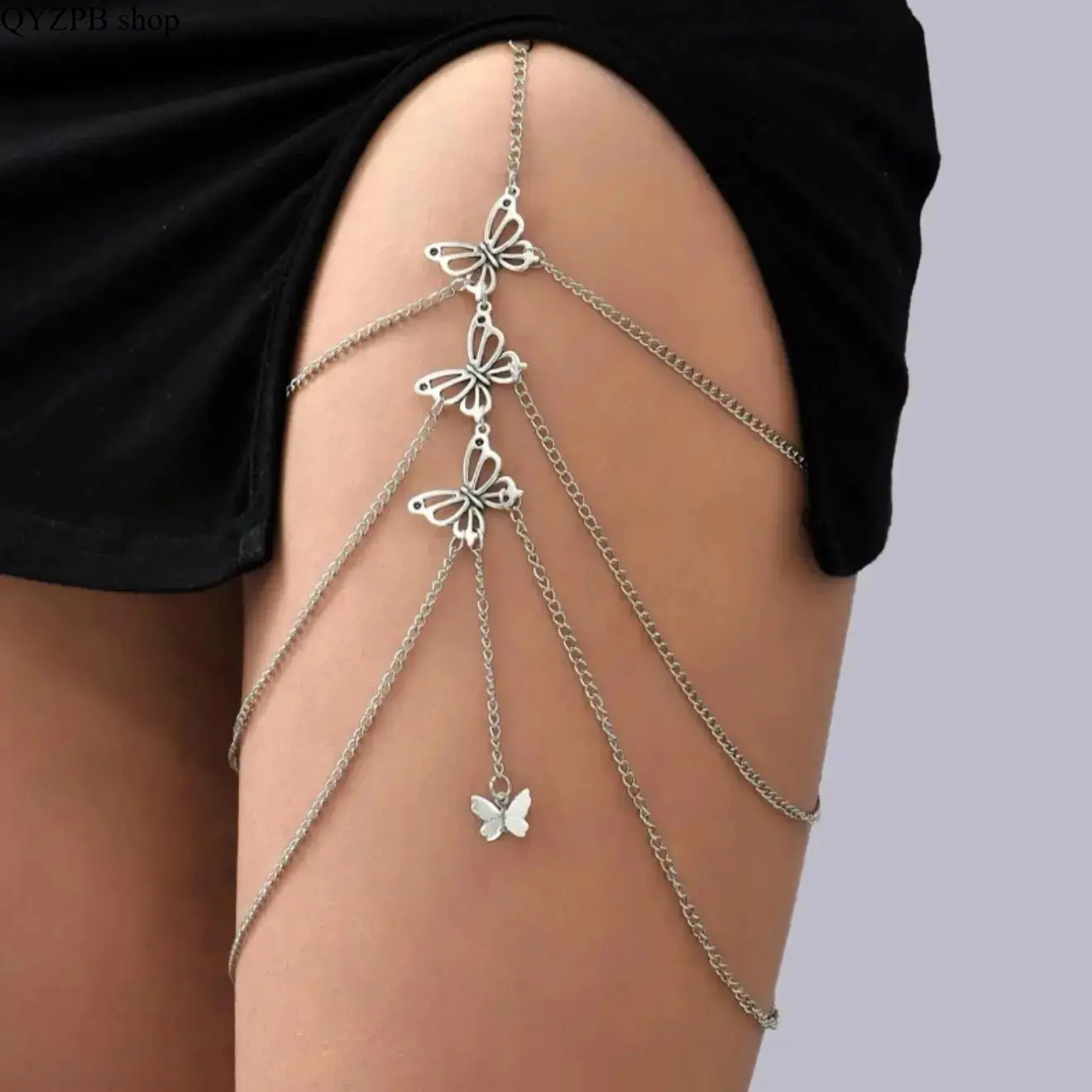 Women's Butterfly Thigh Chain Body Jewelry, Y2K Fairycore Layered Leg Chain for Women, Adjustable Boho Festival Leg Accessory, Sexy Summer Outfit Enhancer, Rave Party Beach Vacation Back-to-School Gift