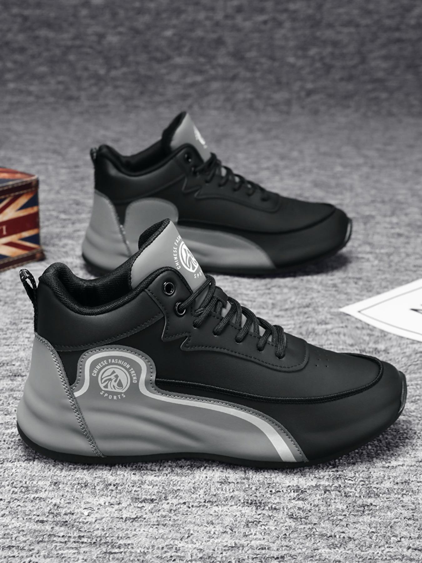 Men's Fashionable Lace Up Mid Top Sneakers, Casual Comfortable Breathable Sports Running Shoes, Male All-match Round Toe Shoes for Daily Wear, Closed