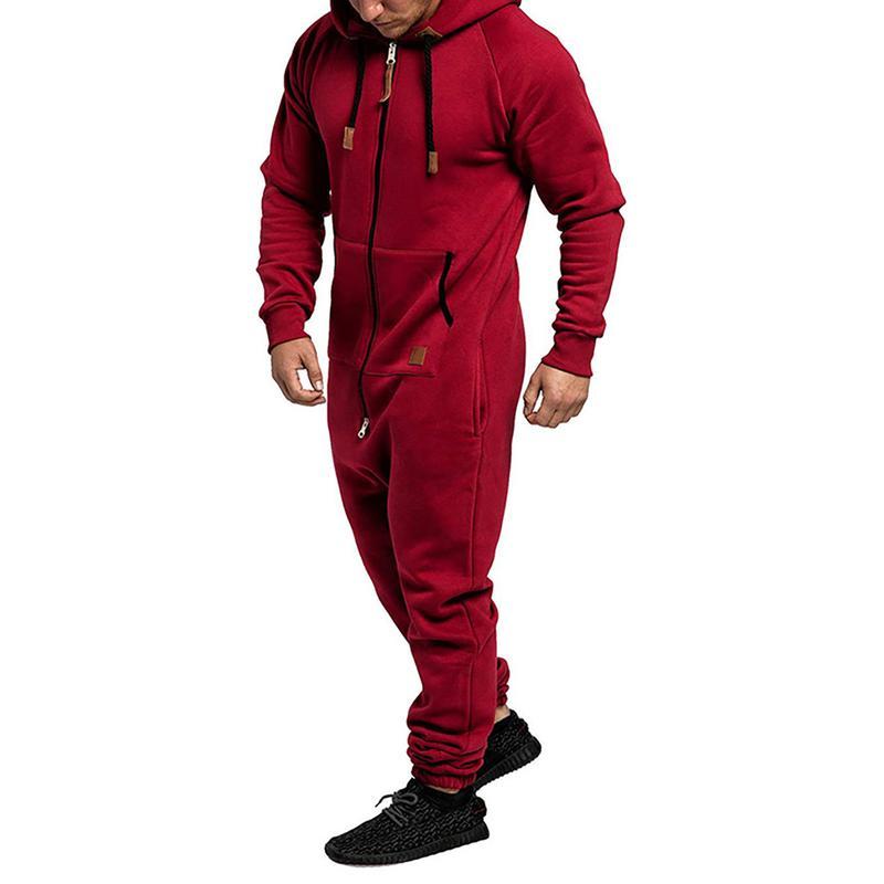Men's Fleece-Lined Jumpsuit - Hooded Long Sleeve Full-Zip Overalls with Kangaroo Pockets| Winter Workwear, Thermal Coverall, Outdoor Work Suit, Heavy Duty Overalls, Cold Weather Gear Can be used with raincoat