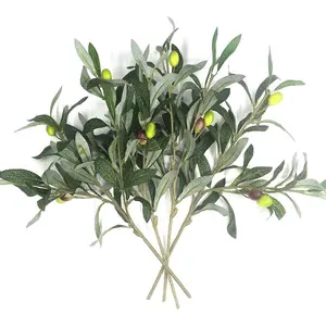 Artificial Olive  Branches  Fruits Silk  Branch Leaves ndoor Outside  Garden Office Verandah Decor (6 Pcs)