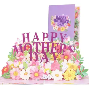 Mother's Day greeting card, warm 3D pop-up Mother's Day greeting card, Mother's Day greeting card with envelope and message paper, recyclable and environmentally friendly greeting card