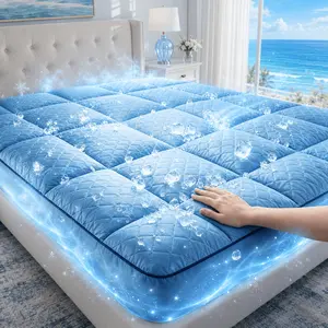 Quilted Mattress Topper Pad Cover Protector, Stretchable Elastic Fits 8-21 Inch Deep Pockets, Closely Fit, Machine Washable, Random Color for Bedroom Bedding