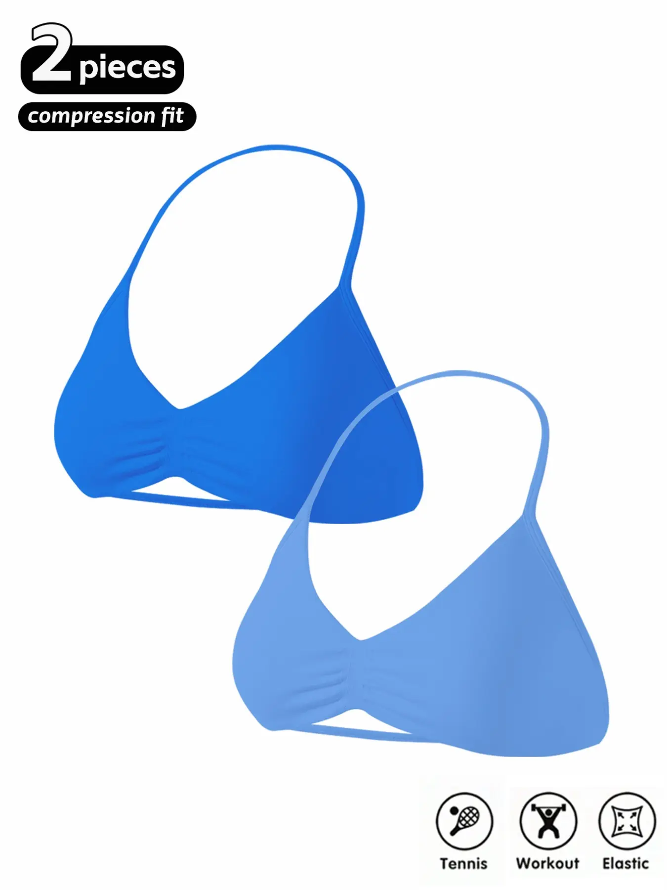 Women's 2-Pack Seamless Knit Sports Bra, Halter Neck Sport Bra, Gym Bras, Fitness Bra, Open Back Design, Ideal for Yoga and Gym Workouts
