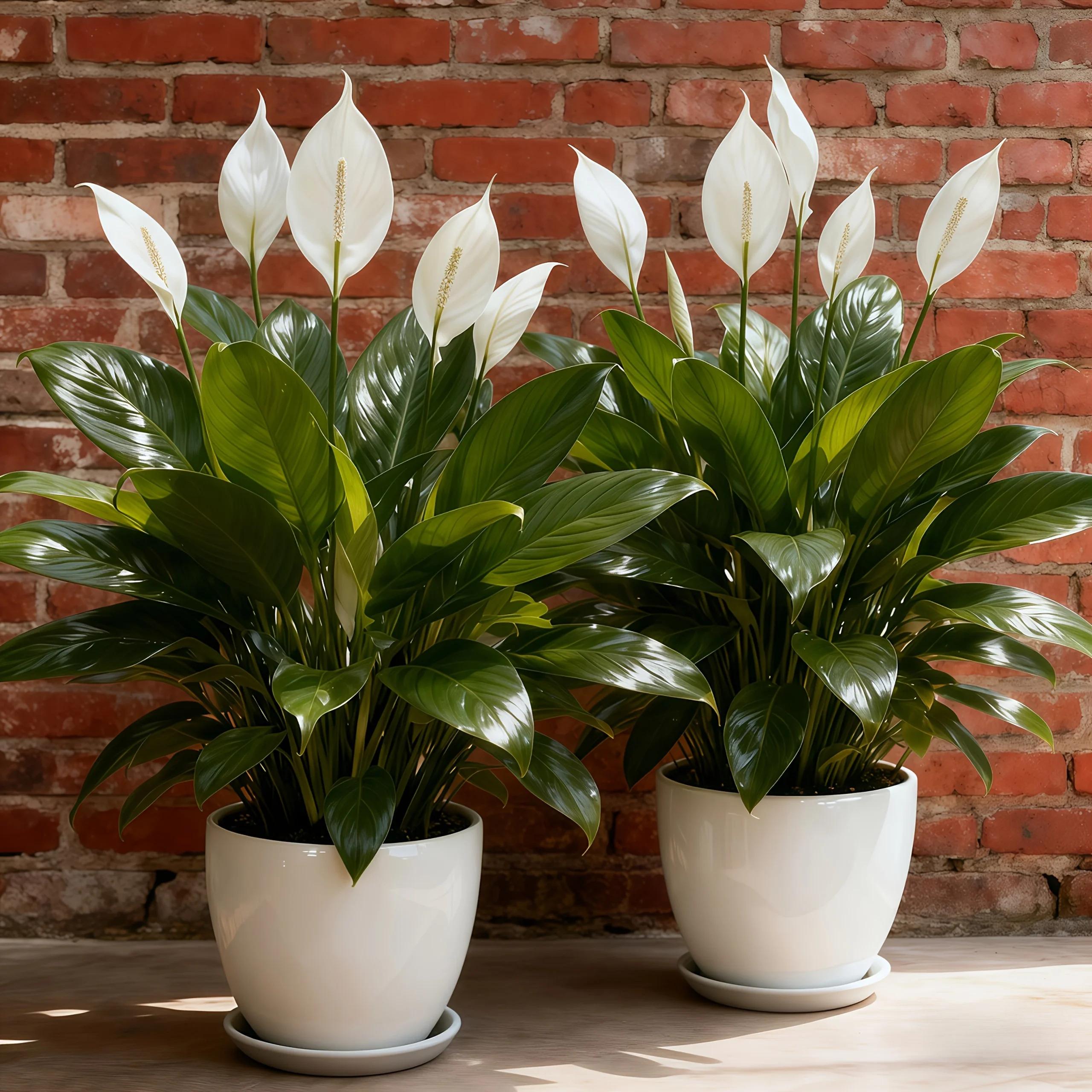 Low-Maintenance Artificial & White Peace Lily Flowers with Green Leaves - Realistic Outdoor Plant Suitable for Home