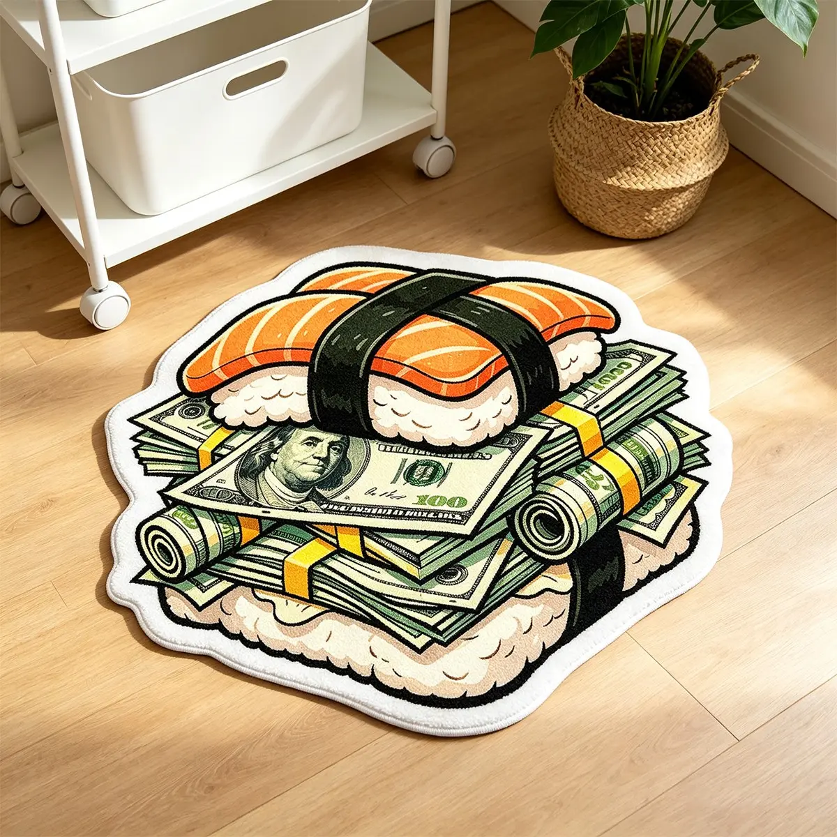 Funny Shape Rug, Sushi Carpet, American Style Funny Living Room Bedroom Mat, Soft Comfortable, Cool Hip Hop Home Decor Rug