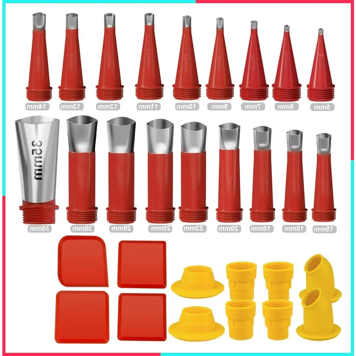 30-Piece Stainless Steel Caulk Finisher Kit with Caulking Nozzle Tips and Connection Bases Replacement Set