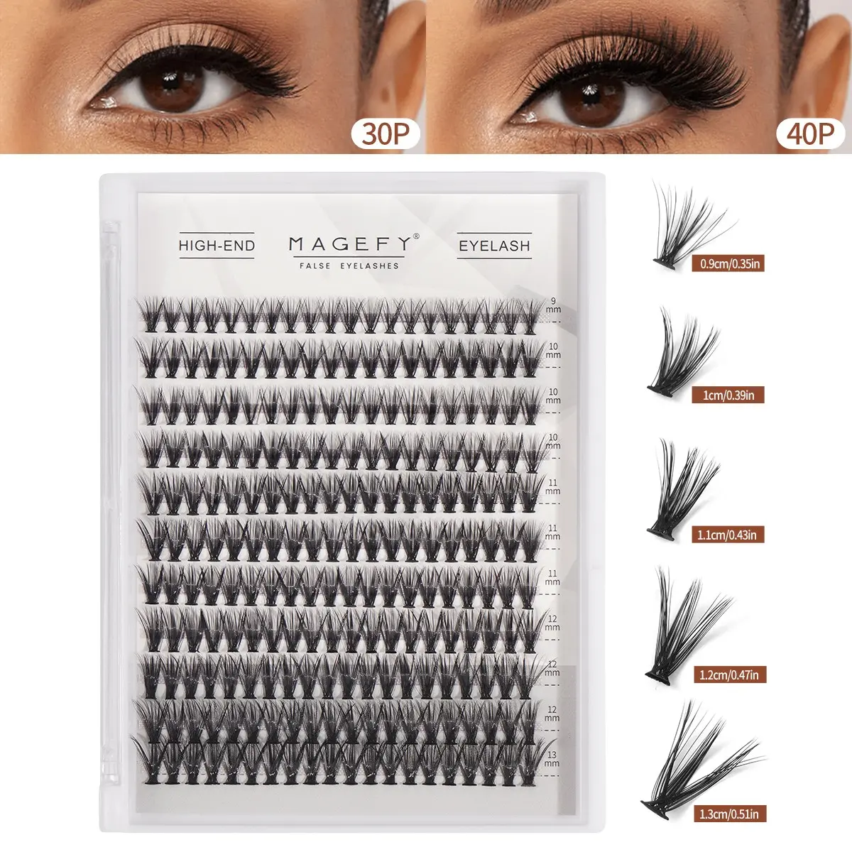MAGEFY 220 Cluster Fish Tail False Eyelashes, Volume Eyelashes, 20D+30D+40D, Natural Look DIY, Daily & Travel Essential, Beauty Gift