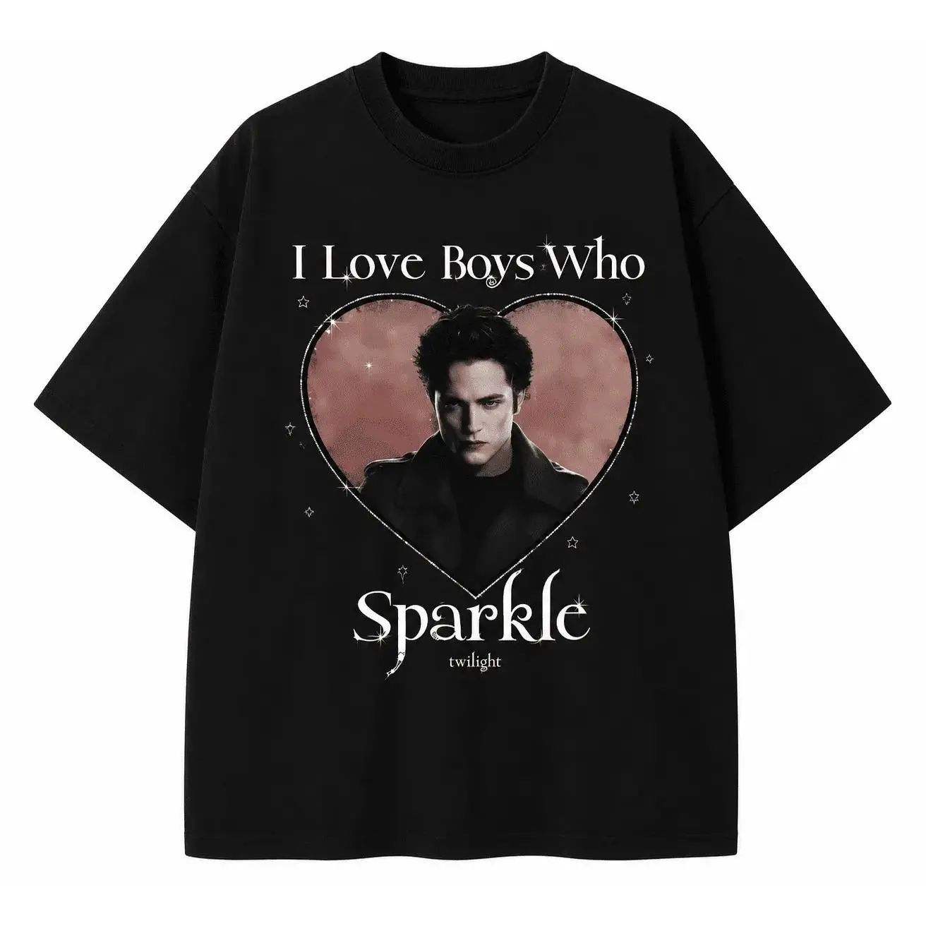 T-shirt Shirt Blouse Cotton Unisex Adult/Children I love boys who shine, Edward, The Twilight Saga, Heart.