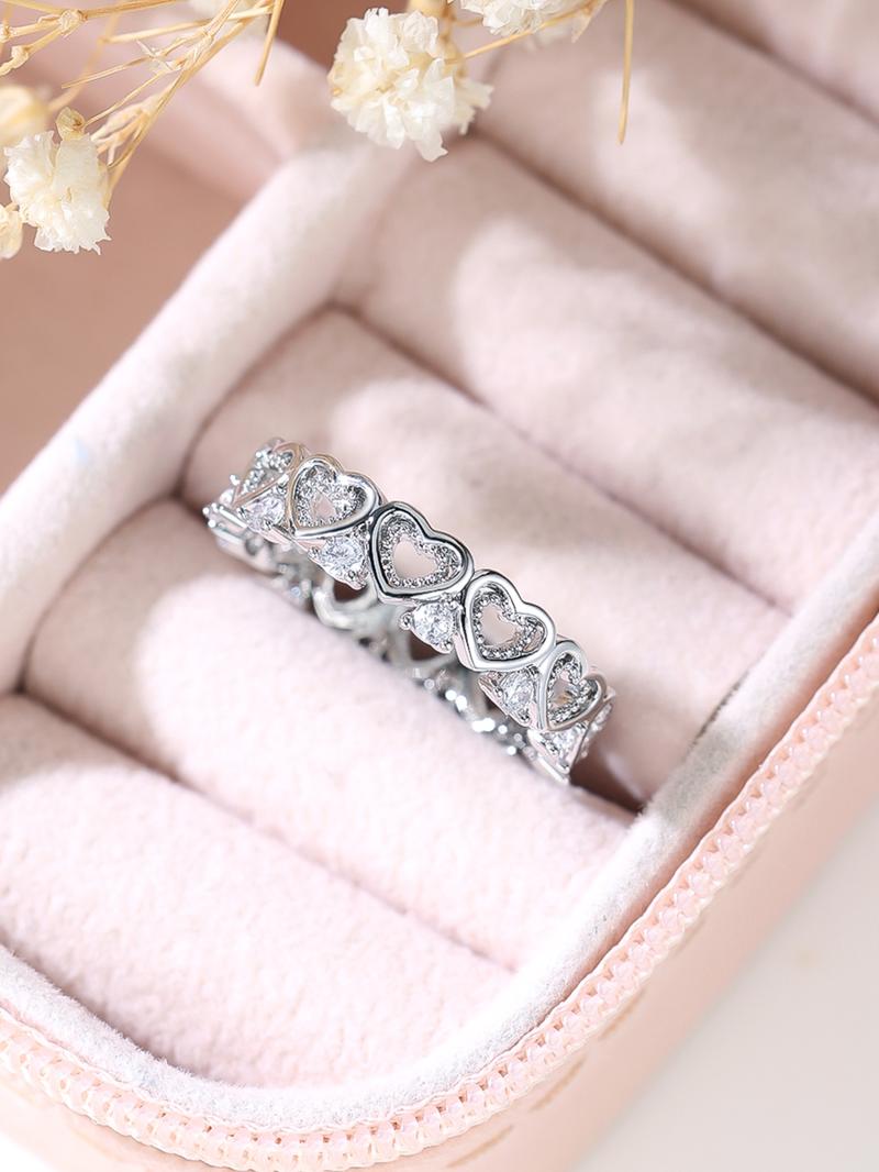 1 Piece Fashion Heart Shaped Engagement Ring, Elegant Copper Jewelry for Women, Girl's Temperament All-match Accessory, Gifts for Wife, Heart Design Ring