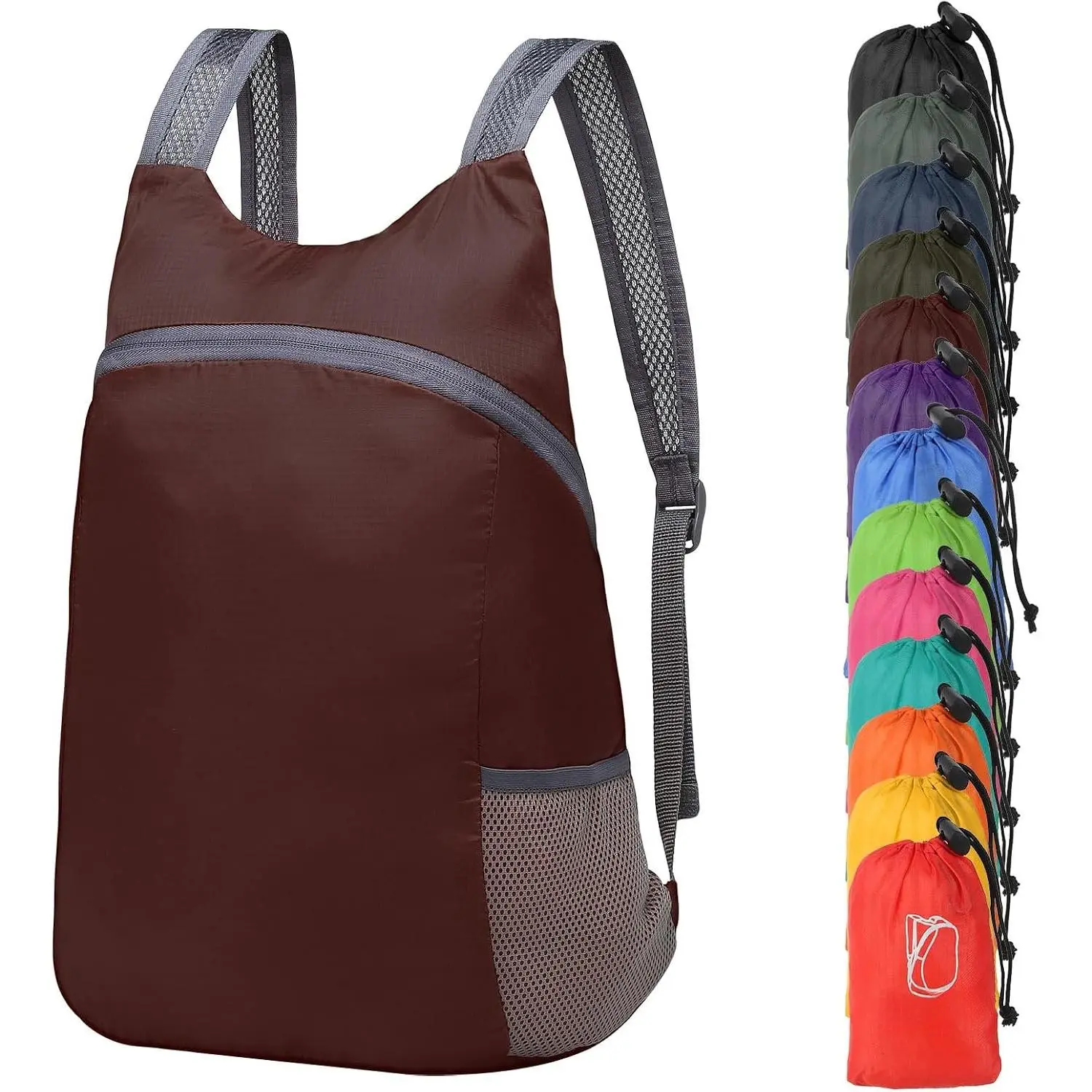 Ultra Lightweight Hiking-Daypack,Foldable Travel Packable Backpack | 20L Foldable Bag for Camping Cycling Outdoor,Day Pack for Men Women,Dark Red