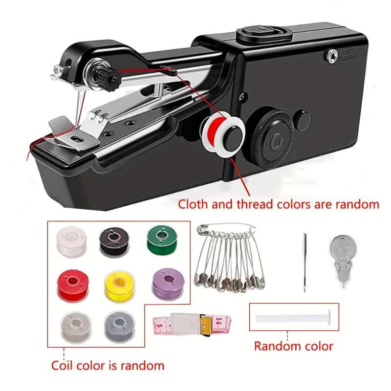 Cordless Handheld Mini Sewing Machine with Random-Color Accessories, 1 Count Portable Electric Sewing Tool Device, (Battery Not Included), Sewing Kit, Home Sewing Machine