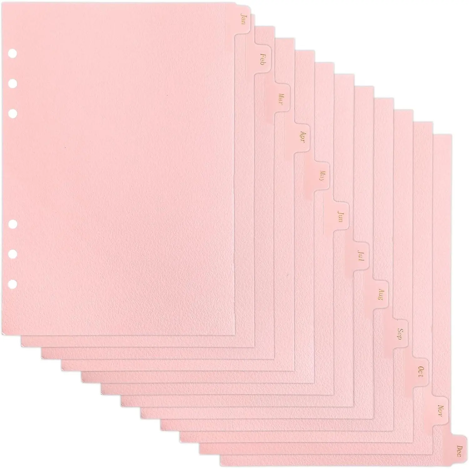 12 Sheets A5 Binder Dividers, Leather Textured A5 6-Ring Binder Dividers with 12 Monthly Tabs  A5-Monthly Divider Tabs for Office  Notebook Planner