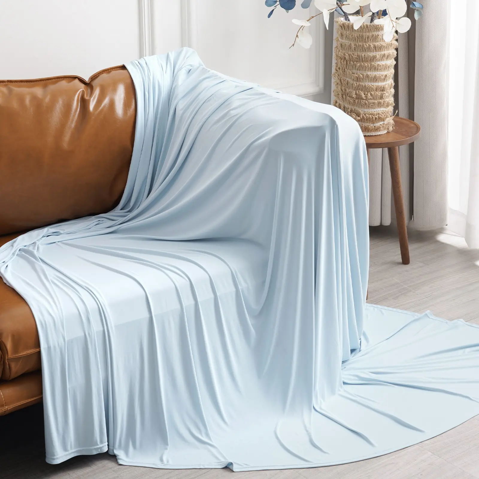 Reversible Cooling Throw Blanket, Ultra-Soft Arc-Chill Qmax 0.42+ Summer Cooling Blanket, Lightweight Smooth Breathable Single-Layer Blanket for Hot Sleepers, Ideal for Home, Office, Car and Travel