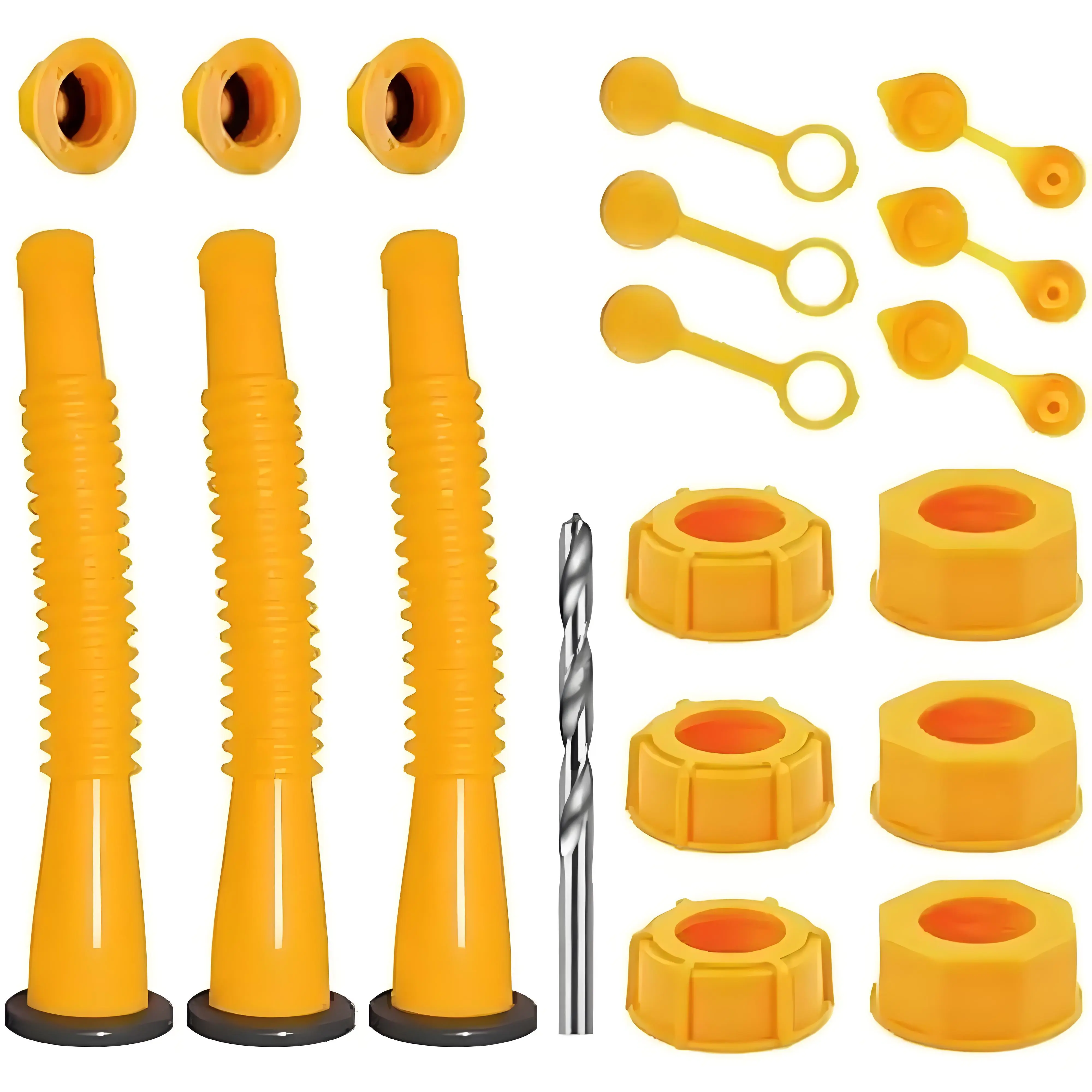2026 New Yellow 3 Sets Gas Can Spout Nozzle Replacement Kit, Pre-Assembled Sealing Gaskets, Fits 1/2/5/10 Gallon Fuel Cans, Easy Install Fuel Can Accessory