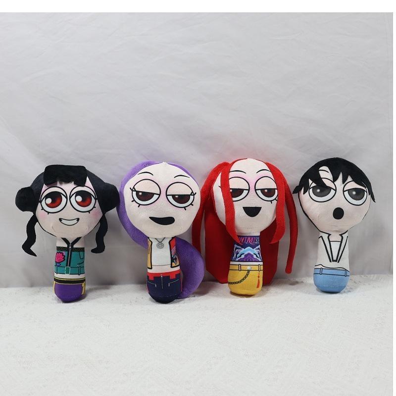 4Pcs Incredibox Sprunki K-Pop Demon Hunters Plush Set Soft Stuffed Dolls Cute Cartoon Toys Gift for Kids Fans