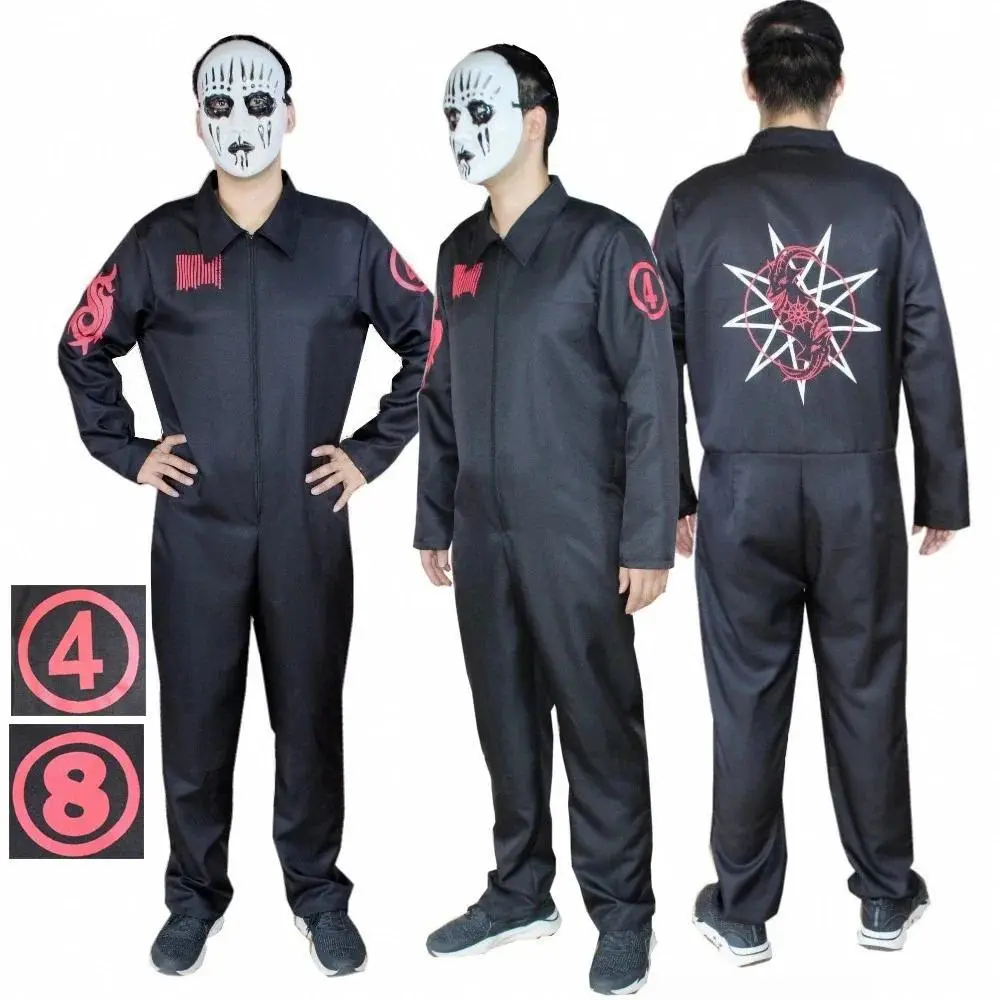 Men's Slipknot Cosplay Jumpsuit - Menswear Clothes, Polyester Top and Pants 8, Halloween Party Costume (Without Mask)