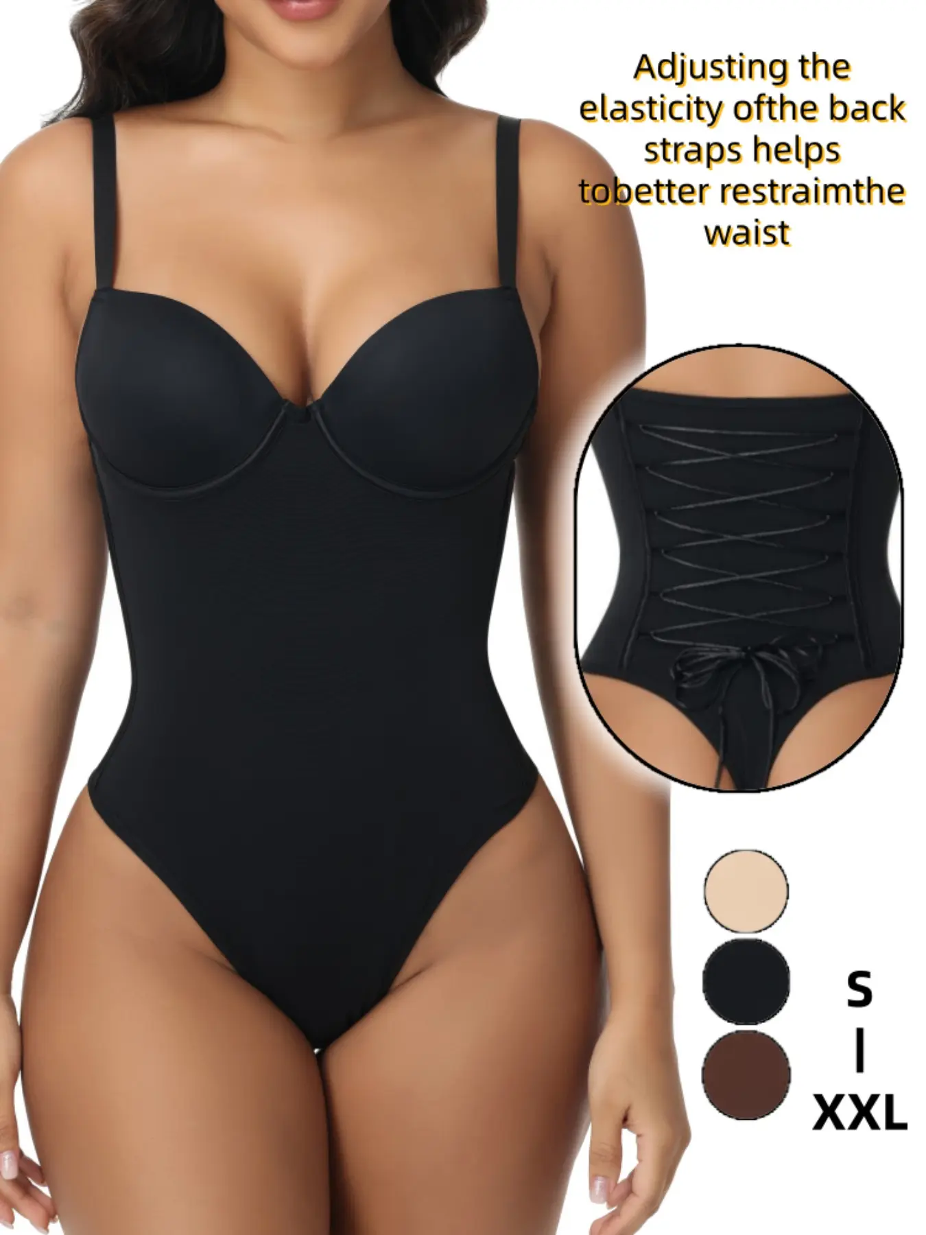 Colombian Faja Women's Underwear Baddie Thong Shabody Moldeador Mujeres, Ttummy Control Shaper Lenceria Sexi Mujer Waist Cinching Bodysuit, Fashion Back Tie, Seamless Full Body Shaper, Breathable Soft Material, Shapewear