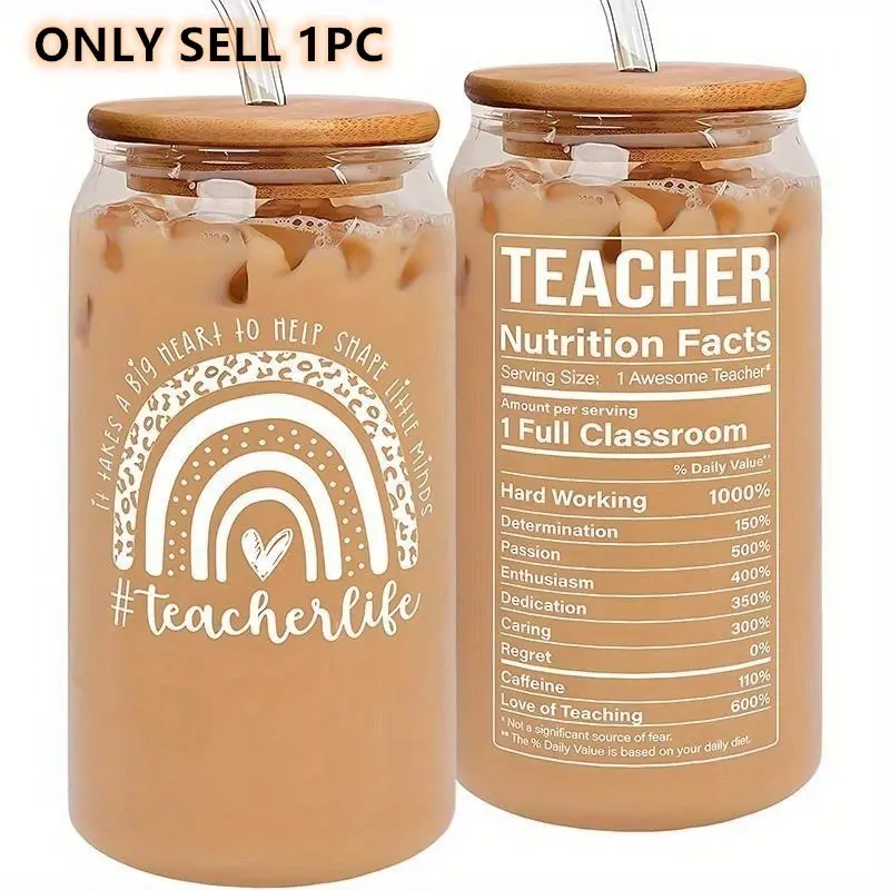 Teacher Thank You Gift Set, 16 Oz Glass Jar, Unique Design, Unique Birthday Present for Female Educators, Creative Teaching Appreciation Idea