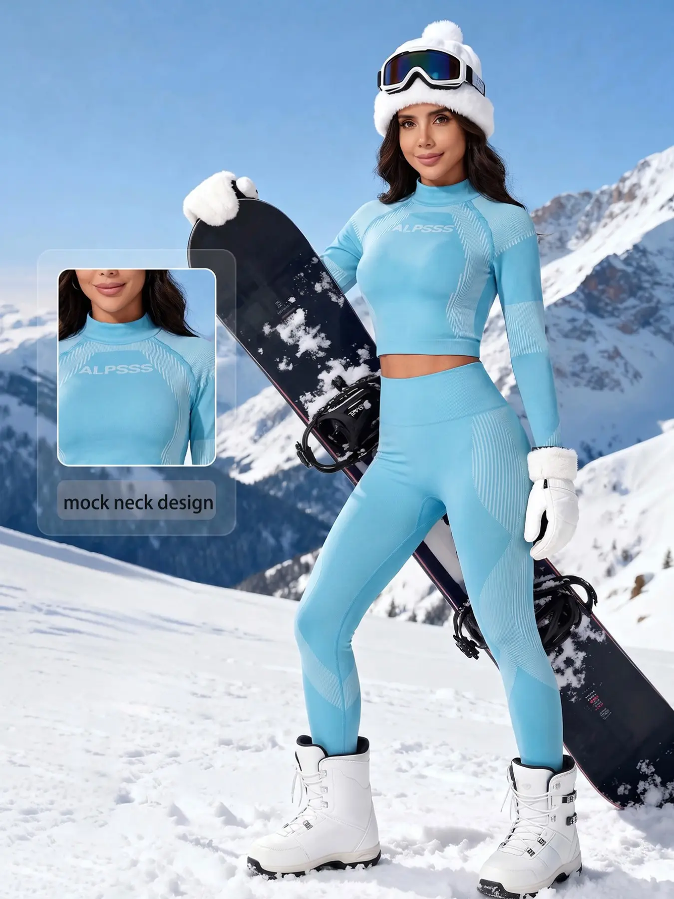 Seamless Butt-Lift Ski Suit Set, Fall Winter Ski Pants, Outdoor Sports Long Sleeve, Two-Piece Women's Ski Gear, Comfortable and Stylish