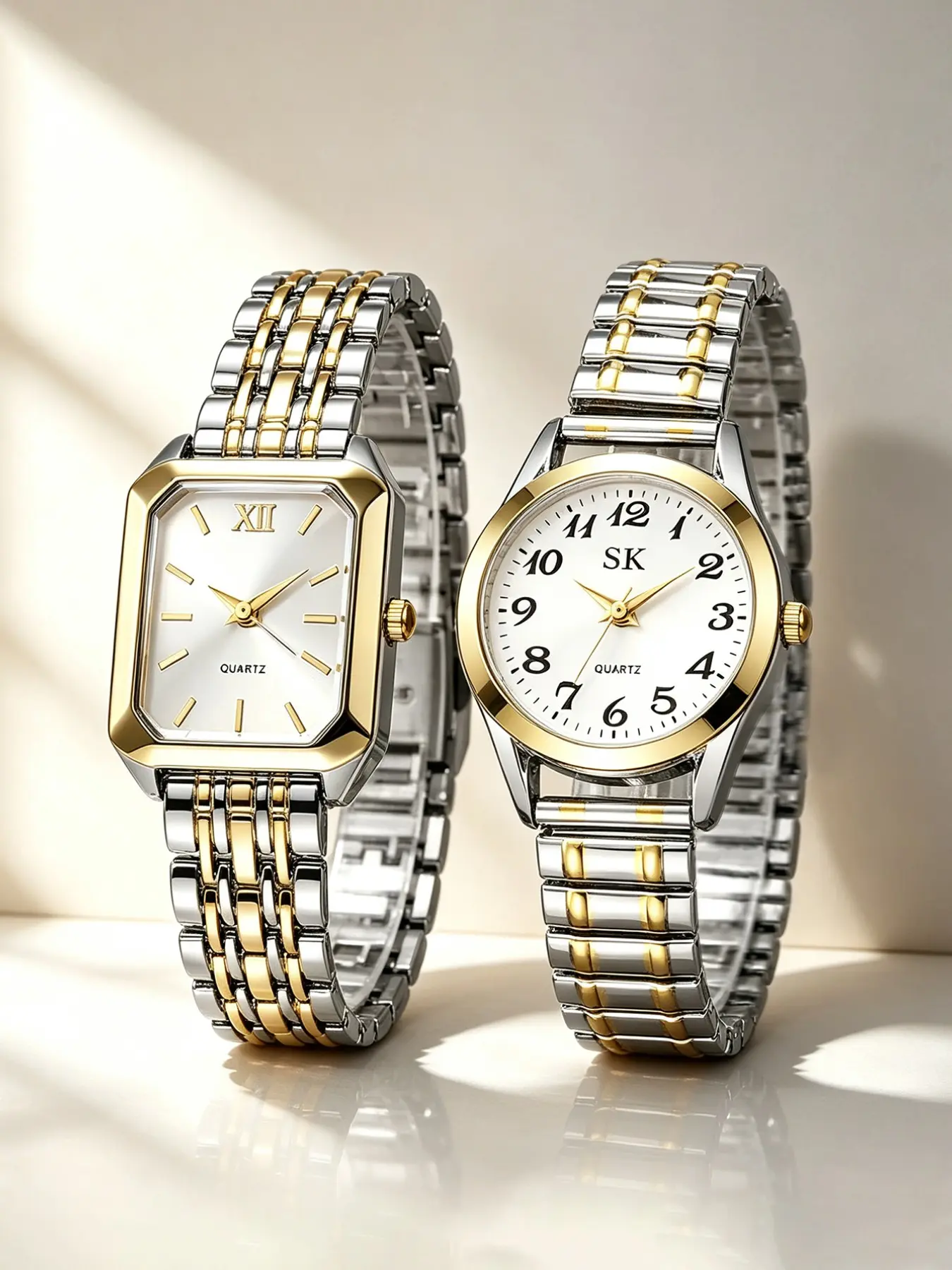 Casual Fashion Couple Watch Set, Quartz Analog Timepiece, Strap, Round Case Design, Perfect for Daily Wear, Party, Holiday Gift