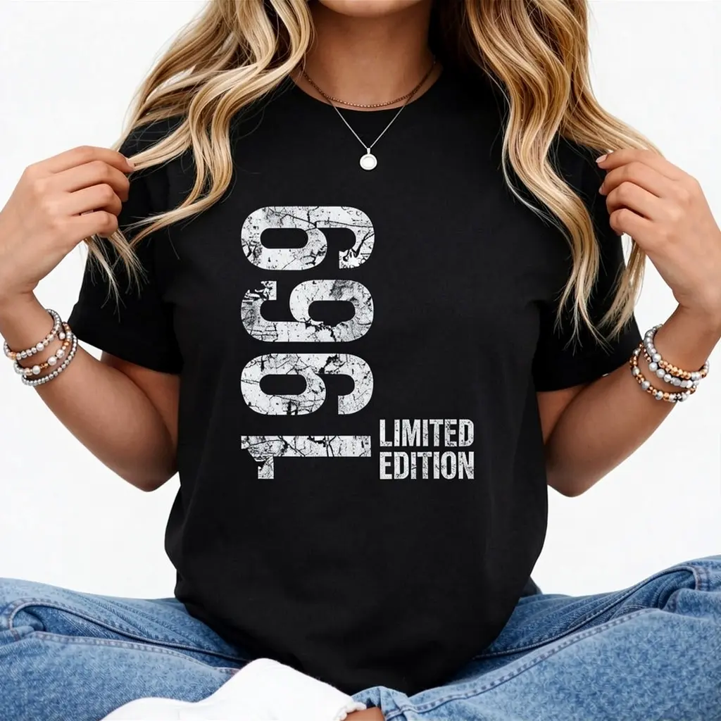 56th Birthday 56 Years Old Man Woman Vintage 1969 Print T-Shirt Casual Crew Neck Short Sleeve Comfort Tee Top For Spring & Summer Women's Clothing