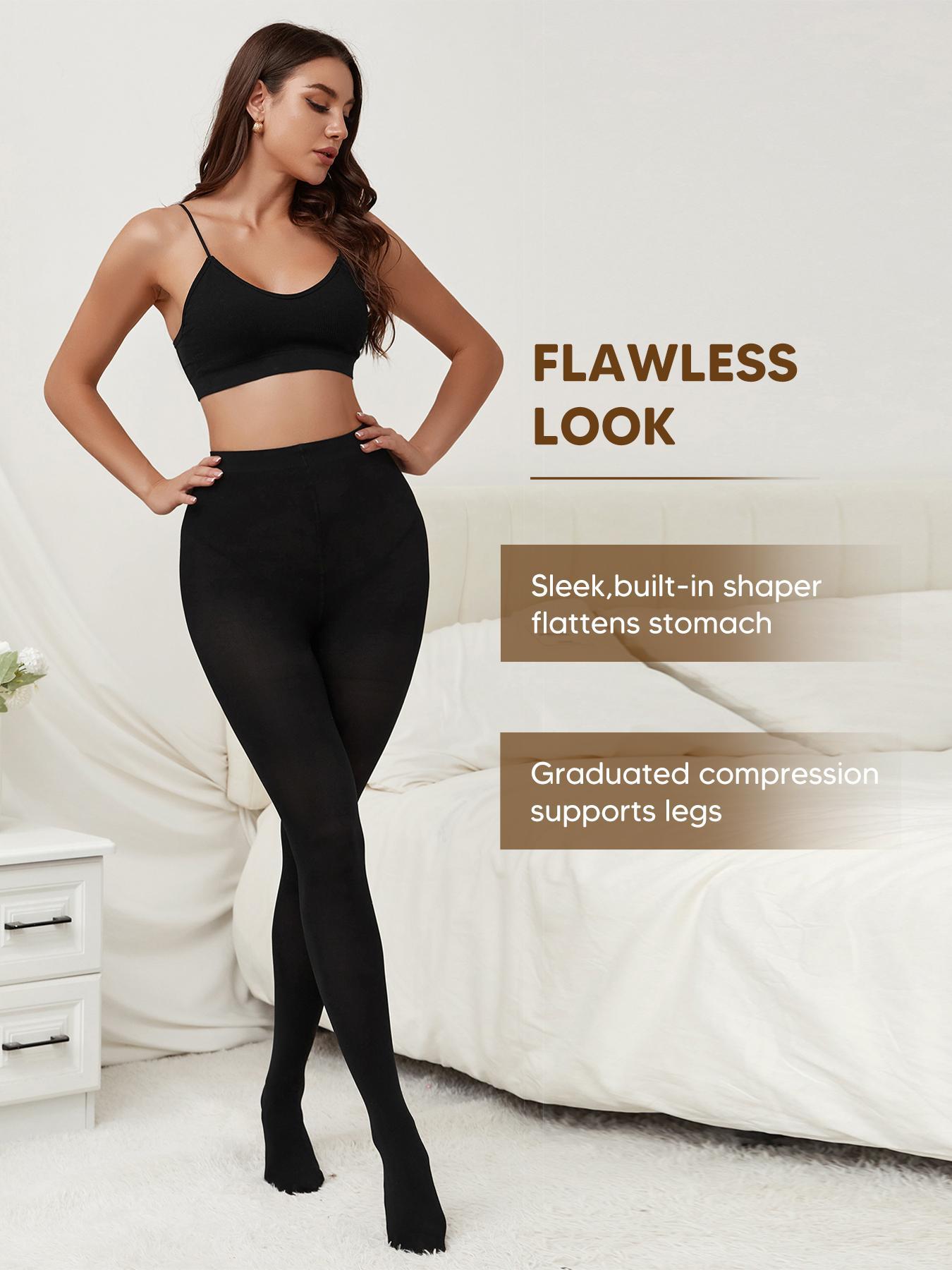 Women's Solid High Waist Compression Tights, Casual Comfy Breathable High Stretch Pantyhose for Daily Wear, Ladies High Waisted Tights for Fall & Winter Womenswear