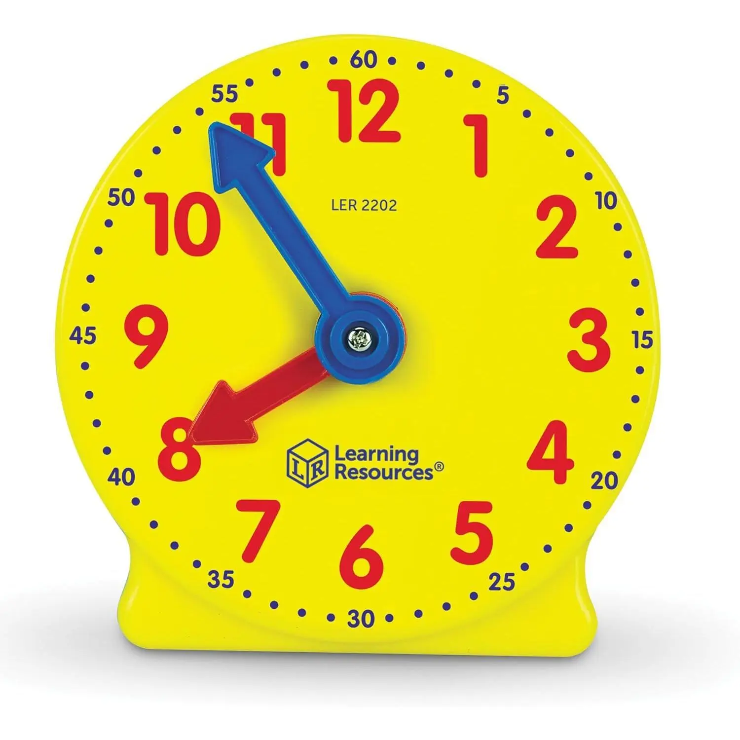 Learning Resources Big Time Mini Plastic Clock - 4 in Hands-On Educational Teaching Tool for Ages 5+, Color-Coded Hands, Hidden Gears, Removable Stand, Visualize Relationships, Build Time Skills