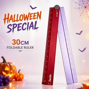 Aluminum Alloy Folding Ruler, 30cm Precision Angle Ruler, Durable School Supplies, Student Ruler, DIY Measurement Tool, Thick Material