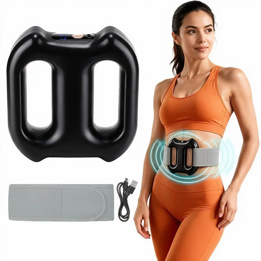 5-Speed Dual-Ring Electric Massage Ring, Adjustable Massage Modes, Rechargeable Wireless Full Body Massage Tool, 15-Minute Timed Body Muscle Care Device with LCD Digital Screen, Hands-Free Portable Massager for Waist Abdomen Leg Shoulder Back Gym