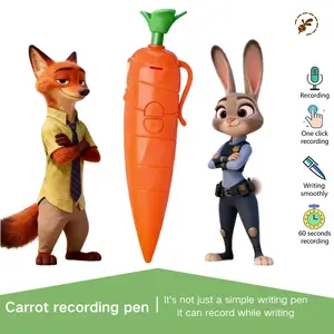 Judy & Nick Carrot Voice Recorder Electronic Sound Toy Can Write Graffiti Ballpoint Pen Novelty Voice Recorder Pen Gift
