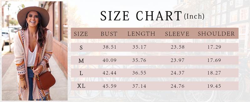 Saodimallsu Women Boho Cardigan Sweater Long Open Front Maxi Knit Sweaters Aztec Tribal Tassel Fringe Thin Coat