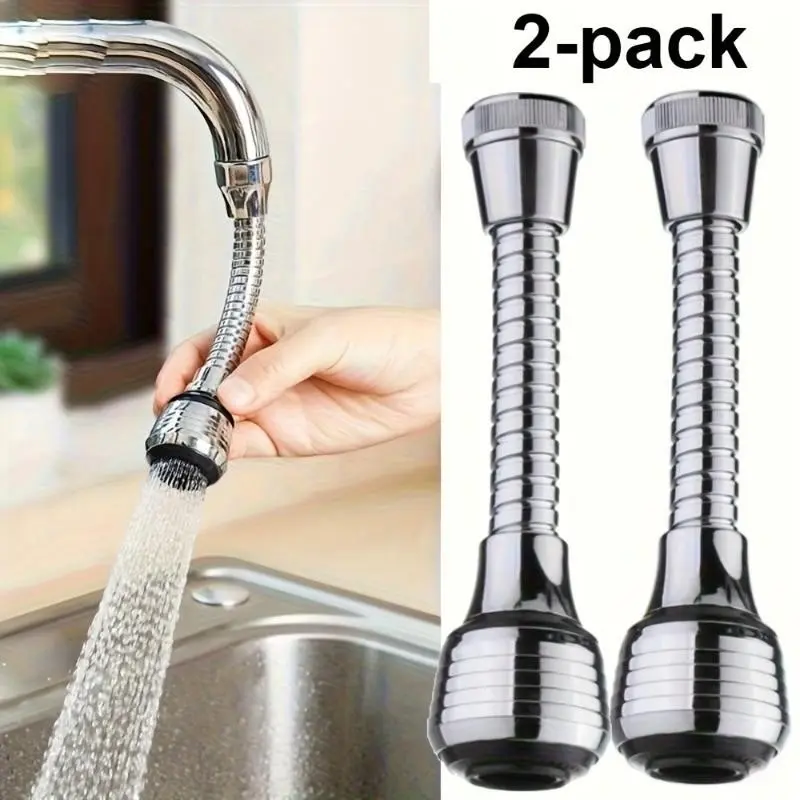 360° Rotatable Faucet Extender, 2-Mode Gentle Shower & Powerful Jet, Anti-Splash, Kitchen/bathroom Sink, Tool-Free Install, 2pcs/1pc, Rotating Faucet Extender