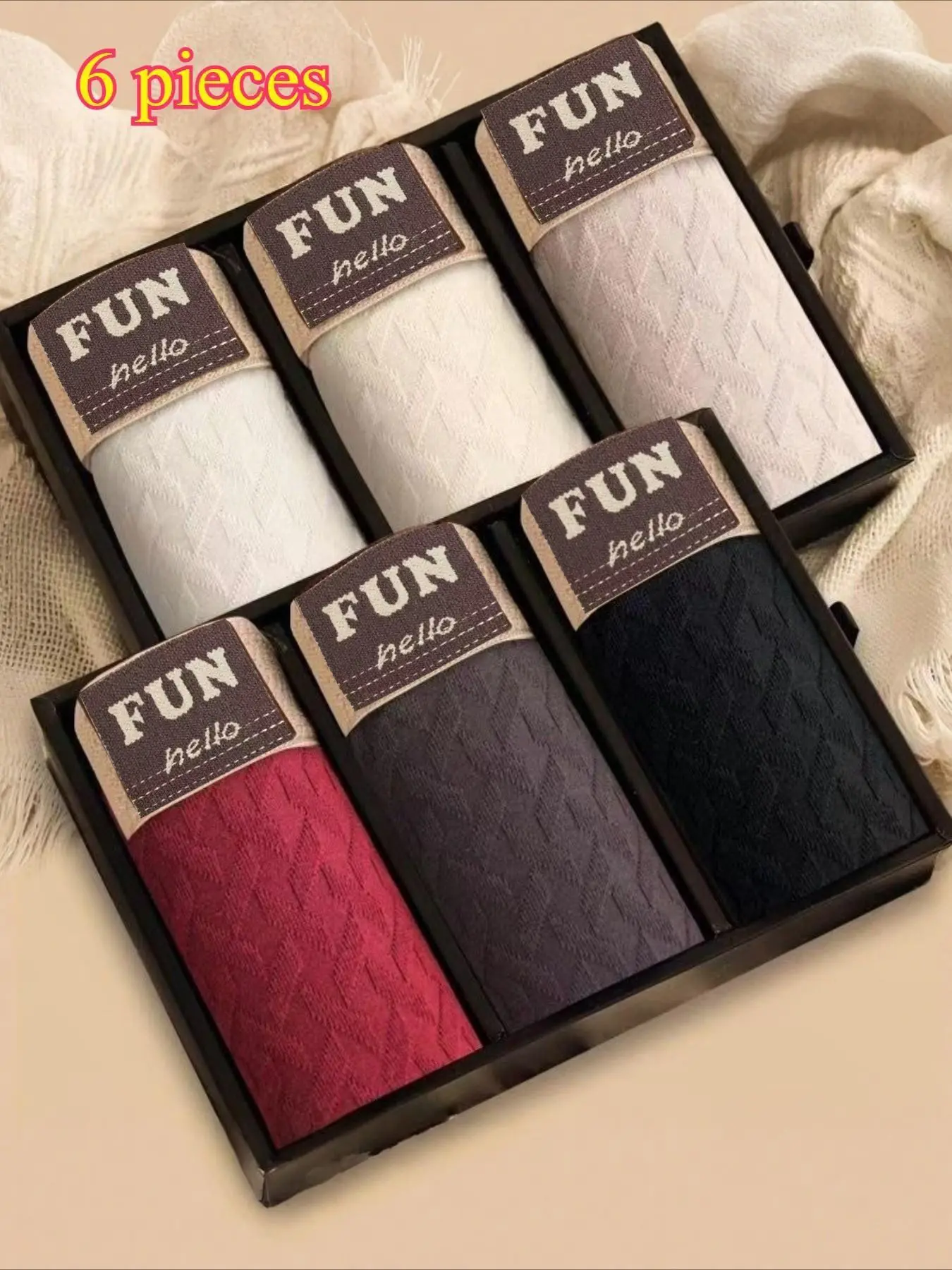 6 Pcs Men's Underwear Set, Spring New Fashion Waffle Texture, Breathable Large Size, Comfortable Sports Briefs, Daily Wear, Home, Fitness, Casual Breathable Underwear