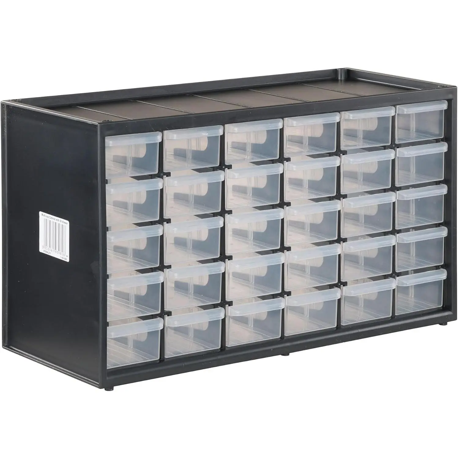 Storage Organizer, 30 Small Drawer Modular Storage System, Easily Stackable, Plastic, Black, White