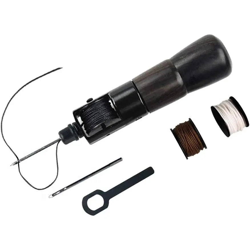 Professional Leathercraft  awl tool, Leather Sewing Awl tool for leather,Belt,Canvas,Fabric,Bag repair lockstitch tool set.Speedy Stitcher Professional leather craft tool.(3 Thread Colors)