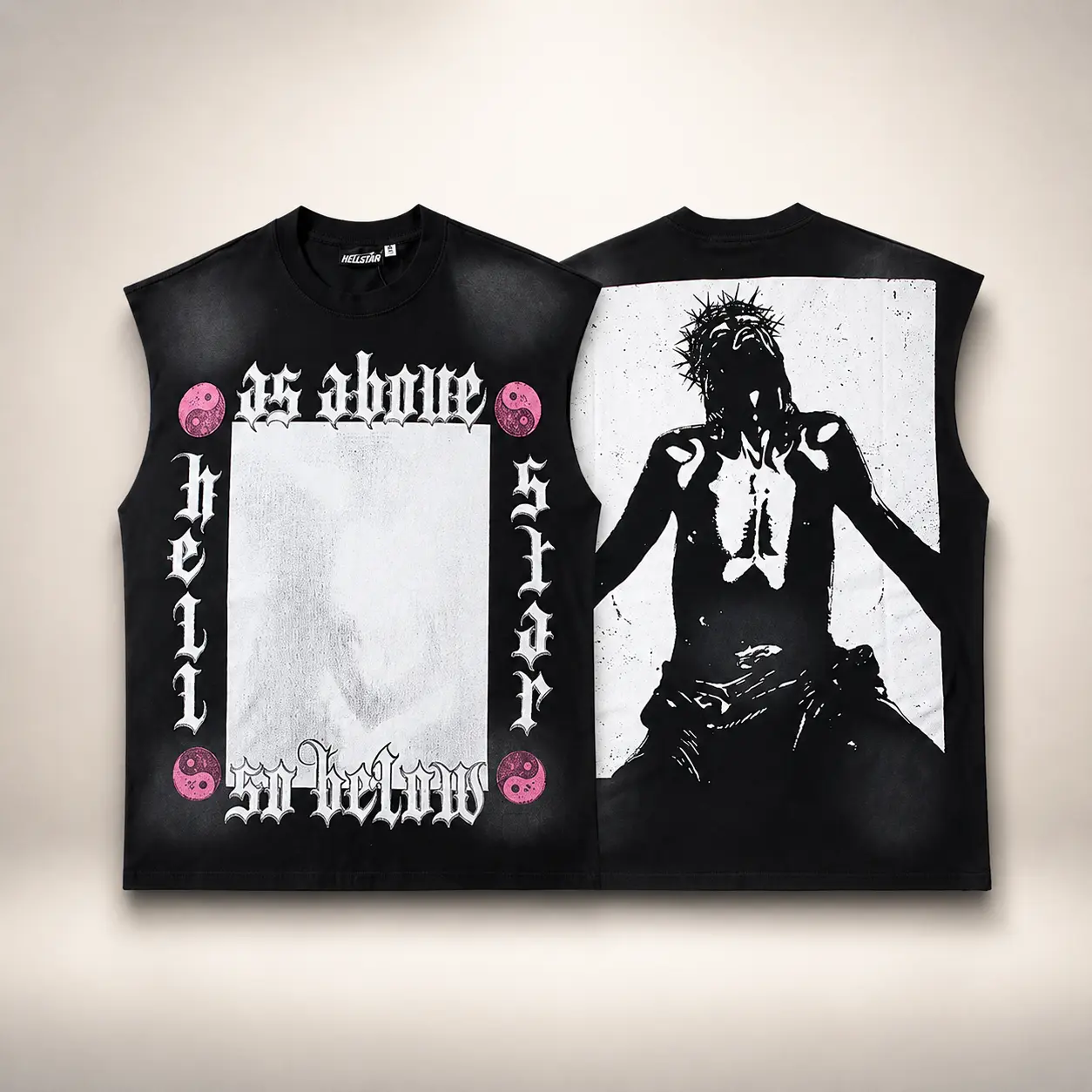 Hellstar Y2K Graphic T Shirt Men, 100% Heavyweight Cotton Oversized Tee, Vintage Washed Streetwear Shirt, Gothic Punk Hip Hop Style Short Sleeve Top, Retro Grunge Casual Fashion Clothing Fashion-Accessory